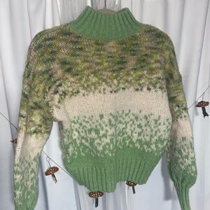 Aerie Green and Cream Women's Sweater